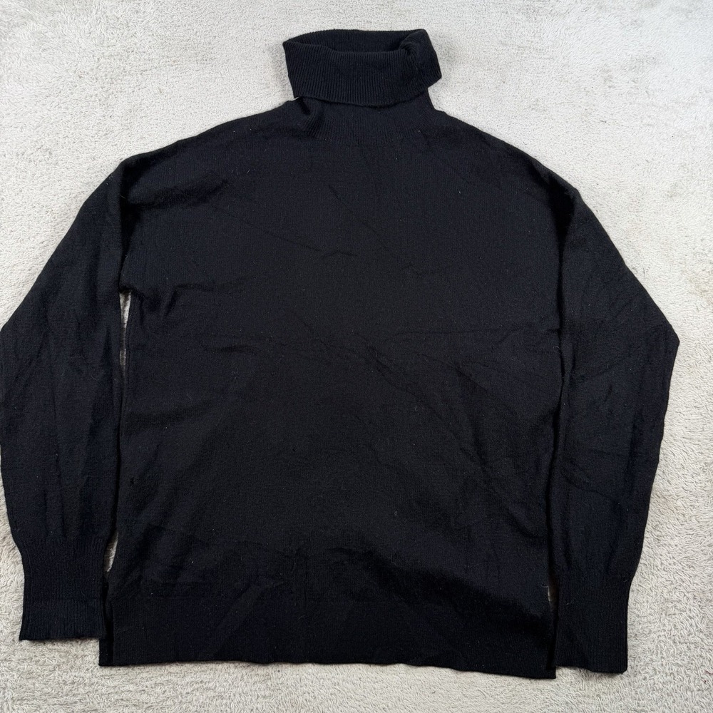 Halogen Sweater Womens Medium Black 100% Cashmere Turtleneck Soft Oversized